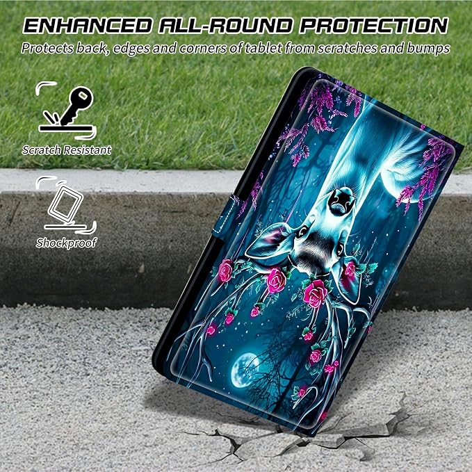 for Walmart Onn 10.1 2024 Onn 10.1 Gen 4 Universal Tablet Case 360 Degree Rotating Kickstand Protective Stand Case with Multiple Viewing PU Leather Shell Case Black Book Cat