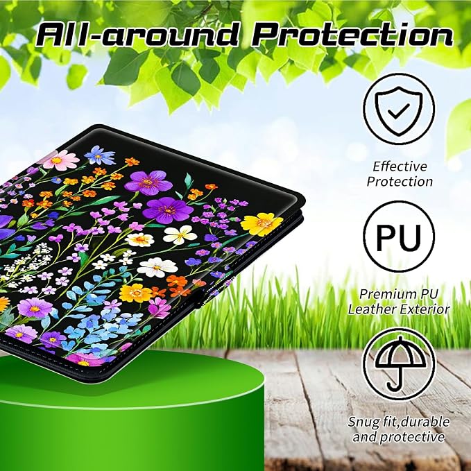for Walmart Onn 10.1 2024 Onn 10.1 Gen 4 Universal Tablet Case 360 Degree Rotating Kickstand Protective Stand Case with Multiple Viewing PU Leather Shell Case Black Book Cat