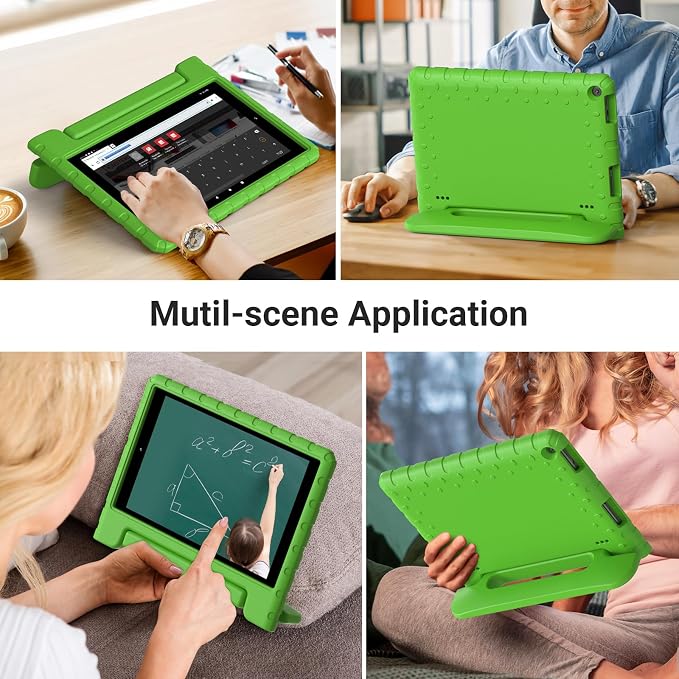 Kids Case for Amazon Fire HD 10 5/7/9 GenHandle Stand Green | Shockproof Lightweight designed for Amazon Fire hd 10 Tablet case Kids 5th/7th/9th Generation 2015/2017/2019 Released