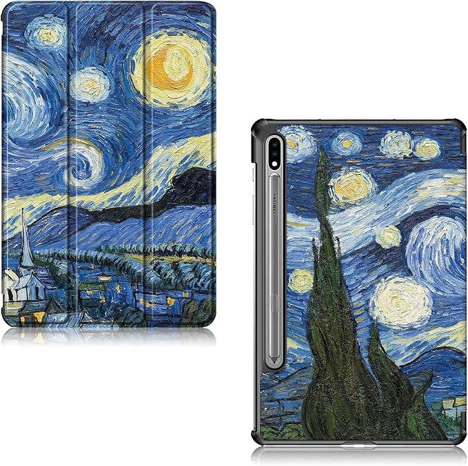 Case for Samsung Galaxy Tab S8 Plus 12.4 2022/S7 FE 2021/S7 Plus 2020 (SM-X800/X806/T730/T733/T736/T738/T970/T975/T976) Lightweight Tri-Fold Stand Thin Cover Auto Wake/Sleep Almond Blossom