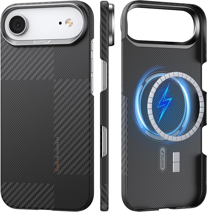 RAPTIC Aramid Fiber Case for iPhone 16 Pro Compatible with MagSafe Non-Slip &amp Slim 600D Aramid Fiber [Military Grade Drop Tested] Anti-Scratch Shockproof Protective Case 6.3 inch Black