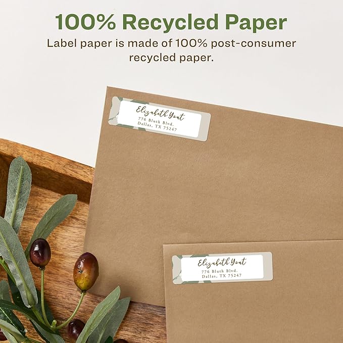 Avery EcoFriendly Recycled Return Address Labels, 1/2" x 1-3/4", White, Permanent Label Adhesive, 8,000 Printable Labels (48467)