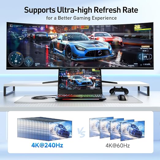 Cable Matters Unidirectional USB C to DisplayPort 1.4 Cable 10ft | 8K@60Hz / 4K@240Hz Not for Portable USB C Monitors Thunderbolt 4 to DisplayPort Cable
