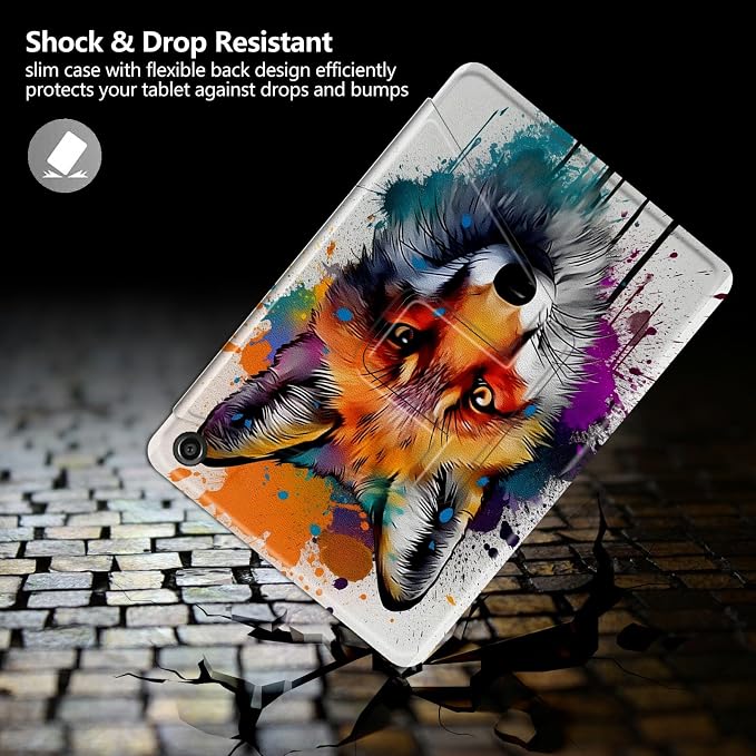 American Flag Deer Pattern Case for All-New Amazon Kindle Fire 7 Inch Tablet (9th/7th/5th Generation 2019/2017/2015 Release)360 Degree Rotating Stand Protective Cover with Auto Sleep/Wake