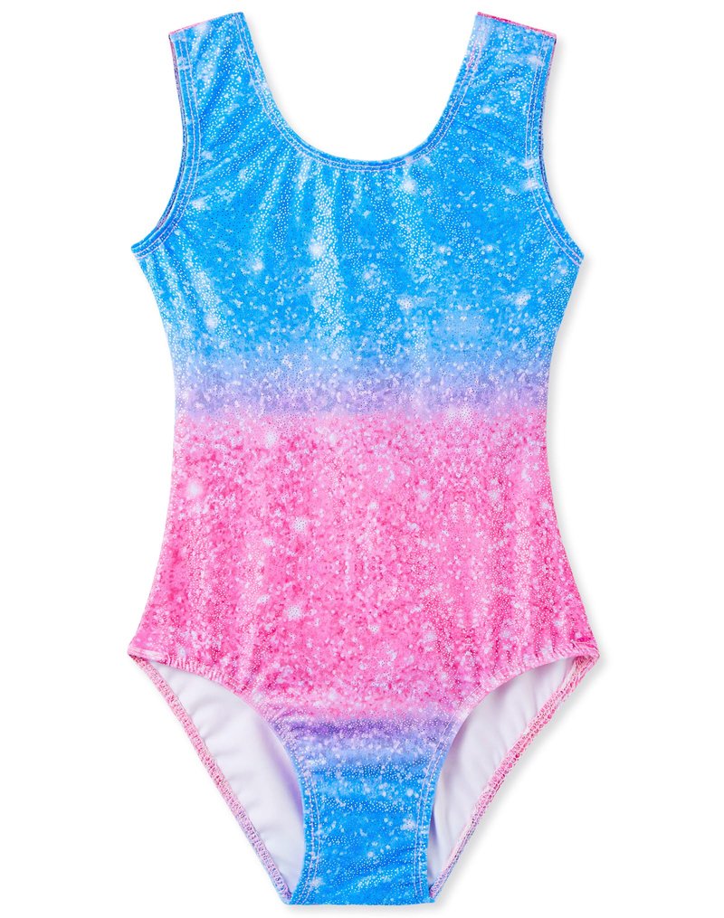 Domusgo Gymnastics Leotards for Girls 8-9 Years Old Blue Pink Star Sky Sparkly One Piece Tumbling Outfits