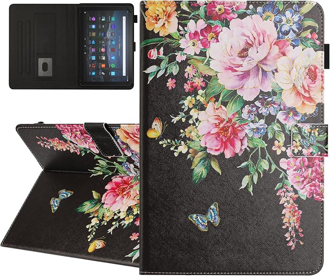 Universal Case for 10 Inch Tablet Multi-Angle Viewing Stand Case for 9.5-10.5 Inch Tablet Premium PU Leather Folding Stand Cover with Pen Holder &amp Multiple Angles Stand - Beach