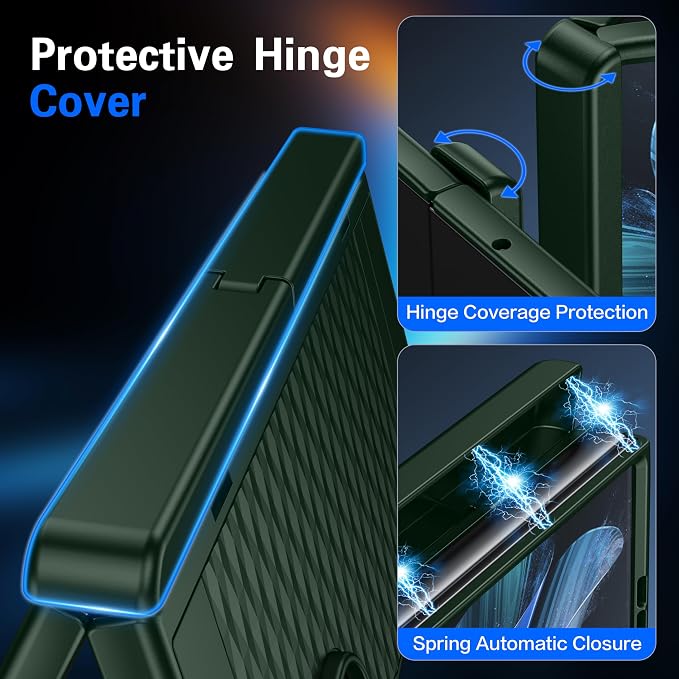 Magnetic for Samsung Galaxy Z Fold 7 Case+Screen Protector | [Hinge Protection] [Kickstand][Compatible with MagSafe] Full Body Protective Phone Case for Galaxy Z Fold 7 Gold