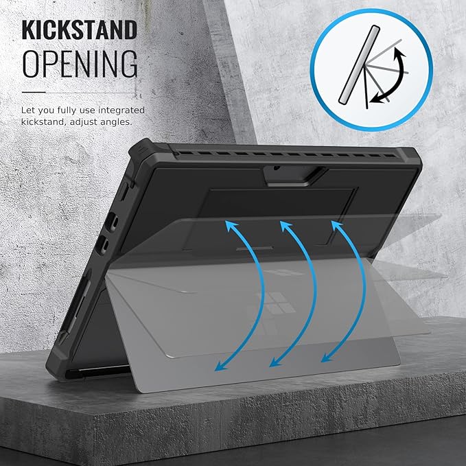 MoKo Case Fits Microsoft Surface Pro 8 13 2021 Release Tablet Black | All-in-One Protective Rugged Cover Case Hand Strap Compatible with Type Cover Keyboard