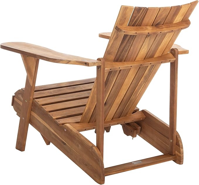 SAFAVIEH PAT6760A Outdoor Collection Merlin Natural Retractable Foot Rest Adirondack Chair