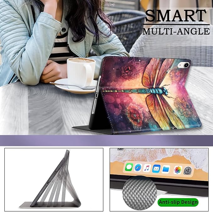 Case for iPad (A16) 11th Generation 11 Inch 2025 / iPad 10th Generation 10.9 Inch 2022 Ultra-Thin Multi-Angle Protective Cover with Auto Sleep/Wake A Dark Horse