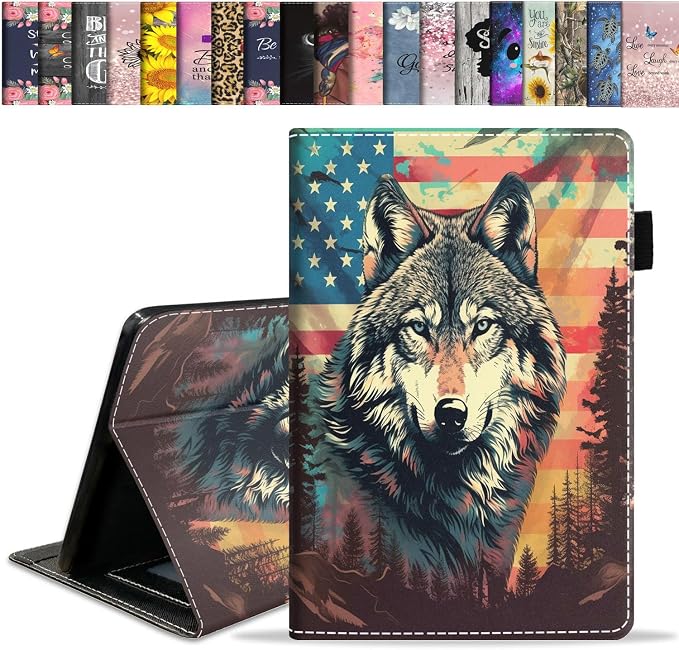 Case for Amazon Kindle Fire HD 10 Tablet 10.1 (9th/7th Generation 2019/2017 Release) Slim Folding Stand Folio Cover with Card Slot &amp Auto Wake/Sleep - African American Girl