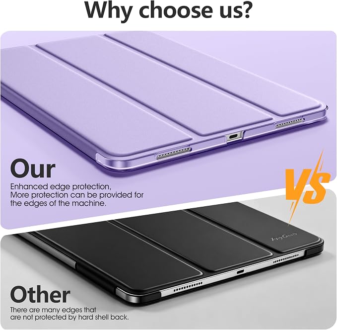 for iPad Air 13 Inch Case M4/M3/M2(2026/2025/2024) Lavender | Slim Trifold Stand Protective Cover with Translucent Hard Back for iPad Air 13 Case Support Touch ID Auto Wake/Sleep