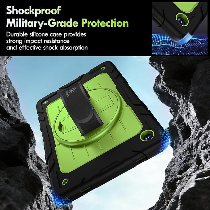 Case for Galaxy Tab A11 Plus 11 Inch 2025 and Galaxy Tab A9 Plus 11 Inch 2023 Heavy Duty Shockproof Rugged Protective Case with 360 Rotating Stand Kickstand Hand Strap and Shoulder Strap