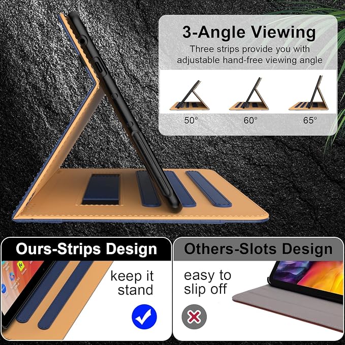 ZoneFoker for 10 Tablet Case (13th/11th Generation 2023/2021 Released) PU Leather Folio Cover with Multi-Angle Stand/Pen Holder Auto Wake/Sleep for 10/10 Plus Black+Black