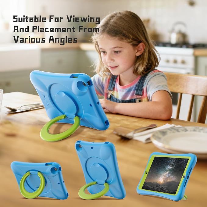 Pepkoo Case for iPad 9.7 Inch 5th/6th Gen &amp Air/Air 2 Shockproof Cover | EVA Shockproof Design with Adjustable Stand. Full-Body Coverage for Study Reading and Daily Use with Flexible Bracket.