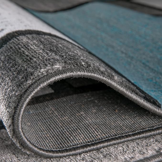 Rugshop Contemporary Modern Boxes for Home Office,Living Room,Bedroom,Kitchen Non Shedding Runner Rug 2'7" x 12' Blue
