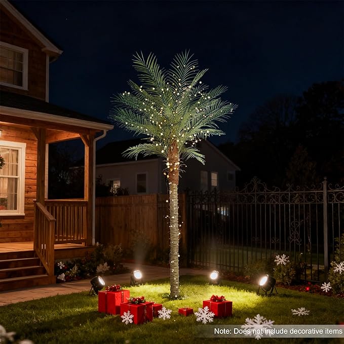 Artificial Phoenix Palm Tree 9ft Tall 2 Set – Fake Large Tropical Tree with 21 Adjustable Leaves, Outdoor Indoor Faux Sago Palm Plant for Living Room Patio Poolside Yard Decor (2, 9ft)
