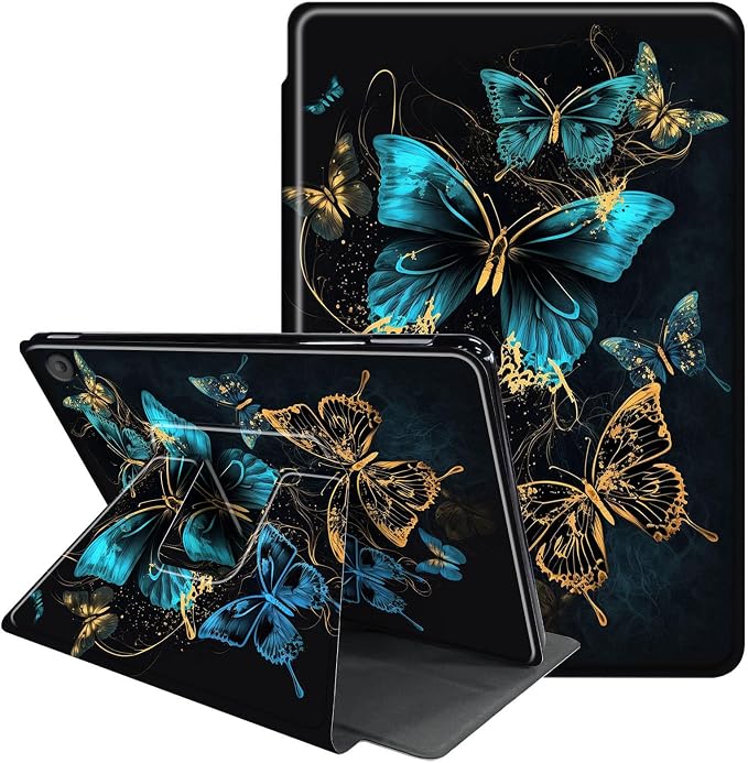 Case for Samsung Galaxy Tab A9 8.7-Inch 2023360 Degree Rotating Multi-Angle Viewing Protective Cover with Auto Sleep/Wake-Blue Butterfly