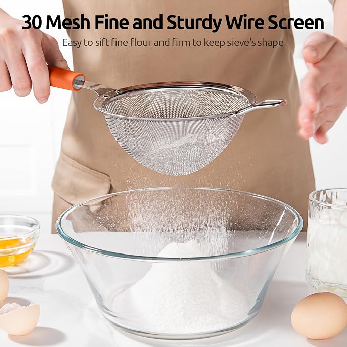U-Taste Medium Fine Mesh Strainer: 18/8 Stainless Steel 4.73in 30 Mesh Kitchen