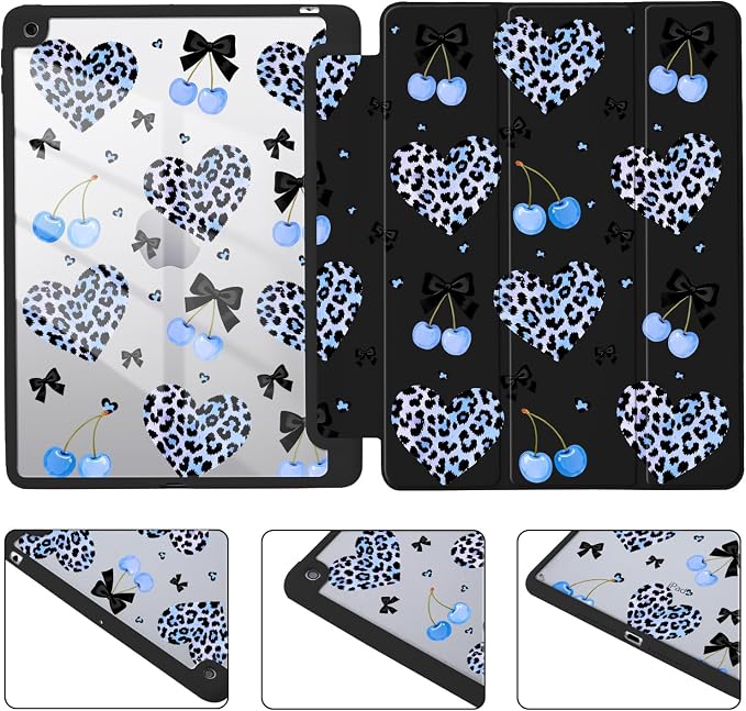 Joyland Leopard Print for iPad 10th Generation Case 10.9 inch 2022/iPad (A16) 11th Gen 11 2025Built-in Pencil Holder with Shockproof Cover Clear Transparent Back Shell Auto Wake/SleepBlack