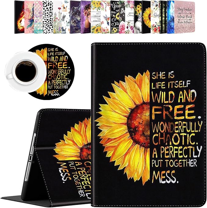 for iPad mini Case iPad mini 1 2 3 4 5 Case and Coasters Set PU Leather Folio Case Smart Cover with Stand &amp Auto Wake Sleep for iPad mini 5/4/3/2/1 - Flame Soccer