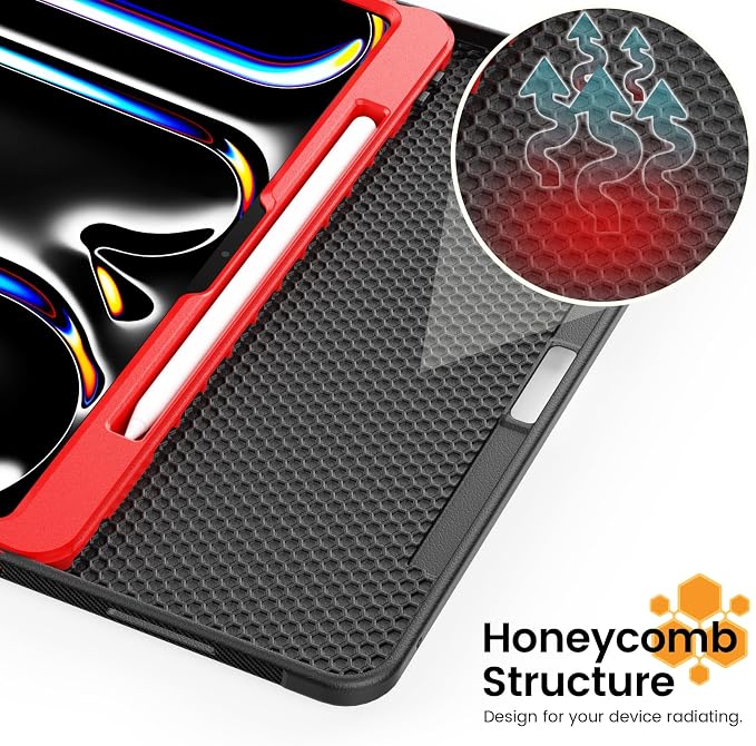 for iPad Pro 11 inch Protective Case M5 2025/M4 2024: Heavy Duty Shockproof Case with Pencil Holder - 360°Rotating Handle/Stand - Screen Protector - Shoulder Strap Black/Sky Blue