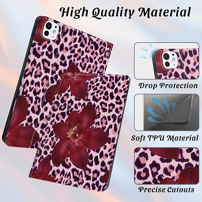 Cute Maple Bear Case for 10.2 iPad 2019/2020/2021(7th/8th/9th Gen) with Pencil Holder Auto Wake/Sleep Leather Soft TPU Back Cover for Women Girls