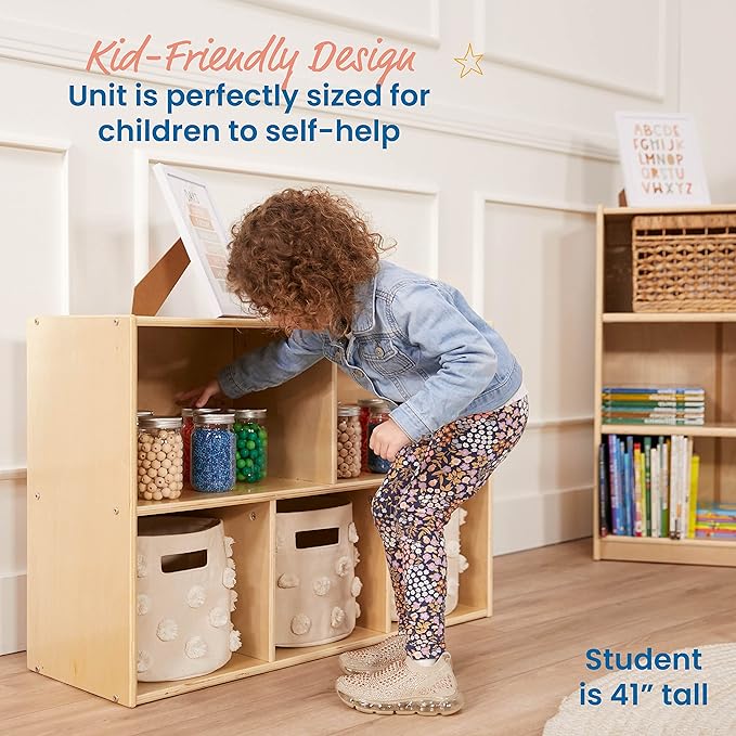 ECR4Kids Streamline 5-Compartment Storage Cabinet, 24in, Classroom Furniture, Natural