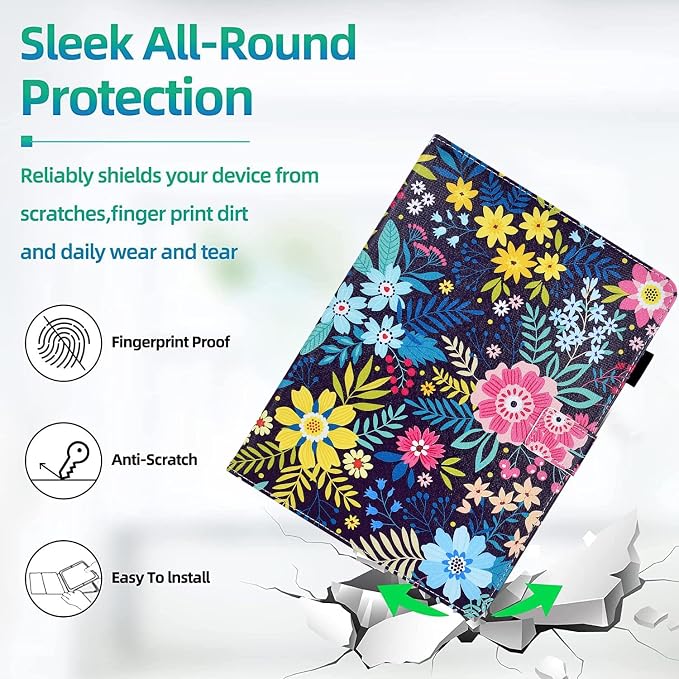 Mandala Flower Case Compatible with Samsung Galaxy Tab A11+ Plus/A9+ Plus 11 Inch 2026/2024 Cute Embossed Suede Leather Folio Stand Cover for Galaxy Tab A11+/A9+ Tablet Auto Wake/Sleep Black