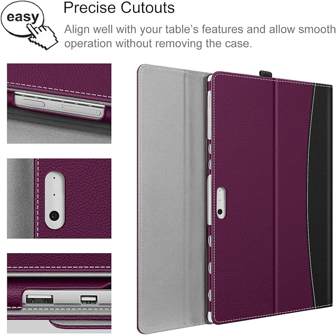 Fintie Case for 12.3 Inch Microsoft Surface Pro 7 Plus Surface Pro 7/6/5/4/3 - Portfolio Business Cover with Pocket Compatible with Type Cover Keyboard Black
