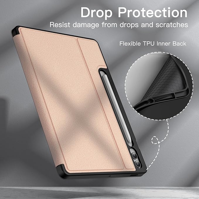 JETech Case for Samsung Galaxy Tab S9 FE+ / S9 FE Plus 12.4-Inch with S Pen Holder Slim Folio Stand Protective Tablet Cover Multi-Angle Viewing (Black)
