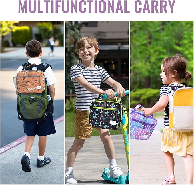 Genteen Lunch Box Kids, Prints Insulated Lunch Bag Kids Boys Girls,Soft Bag Mini Cooler Back to School Thermal Meal Tote Kit Lunch Box for School,Work,Outdoor (Mermaid)