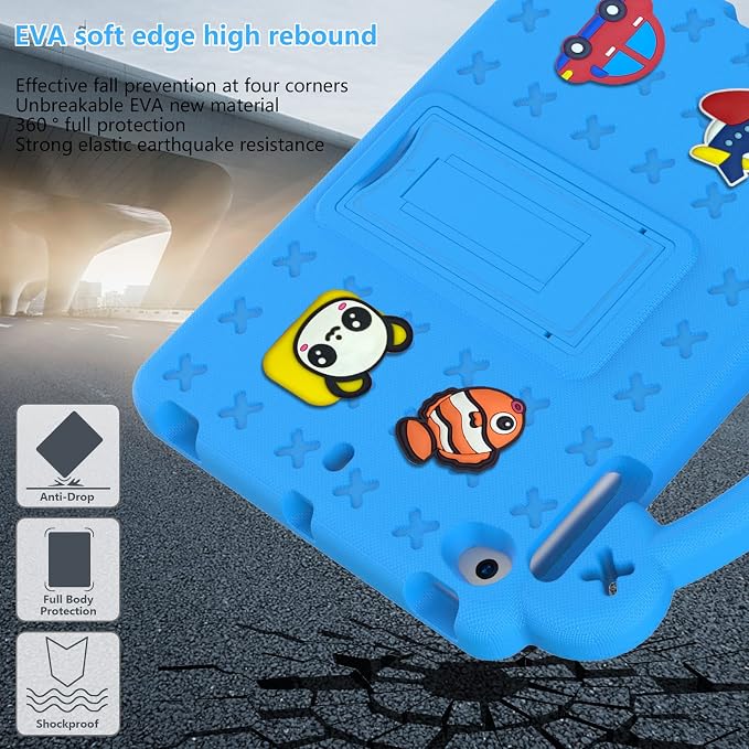 Kids Case for TCL Tab 8 LE 8.0 Inch (9137W/9132X) Full Body Protective Light Weight EVA Folding Handle Stand Shoulder Strap for TCL Tab 8 WiFi/TAB 8 LE/TAB 8 Plus LightBlue