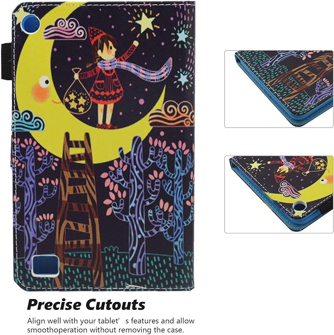 Case for Kindle Fire 7 TabletDteck Full Protective Flip Adjustable Stand Auto Wake/Sleep Smart Cover with Pencil Holder for Kindle Fire 7 Tablet 9th/7th/5th Generation 2019/2017/2015 ReleaseKing Dog