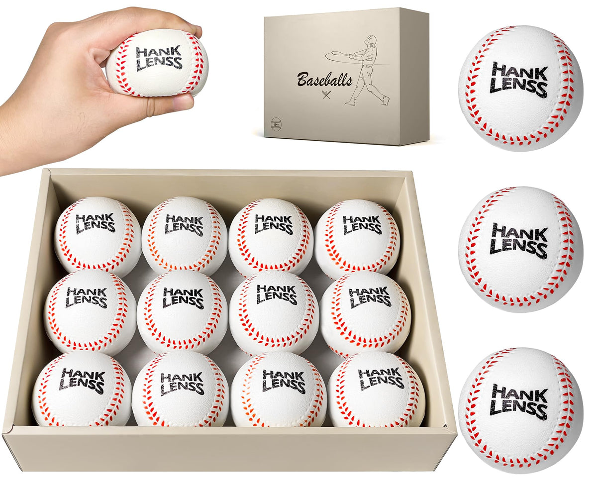 HANKLENSS Soft Foam Baseballs for Kids - 12 Pack Practice Balls for Beginners (White)
