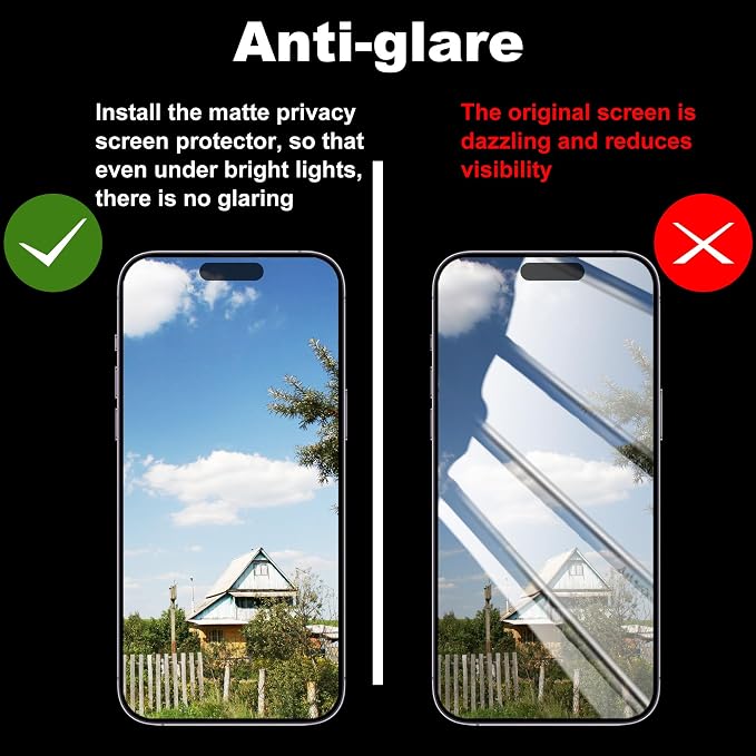 [2-Pack Matte Tempered Glass Screen Protector for iPhone 15 Pro Max Anti-Fingerprint &amp Oil Resistant Smooth as Silk 9H Hardness Bubble-Free Case Friendly 6.7-Inch