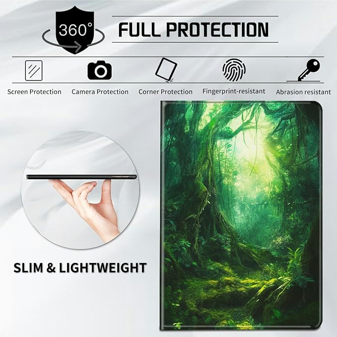 Case for Samsung Galaxy Tab A9 Plus 2023/A11 Plus 2025 11 inch Lightweight Protective PU Leather Smart Stand Cover with Auto Wake Sleep Tablet Case Cover - American Flag &amp Fish