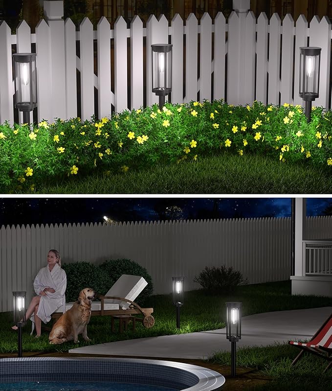 8 Pack Solar Pathway Lights Outdoor,Super Brightness IP65 Waterproof Auto On/Off Solar Path Lights, Garden Solar Powered Landscape Lighting for Outside Yard Garden Driveway Walkway Decor