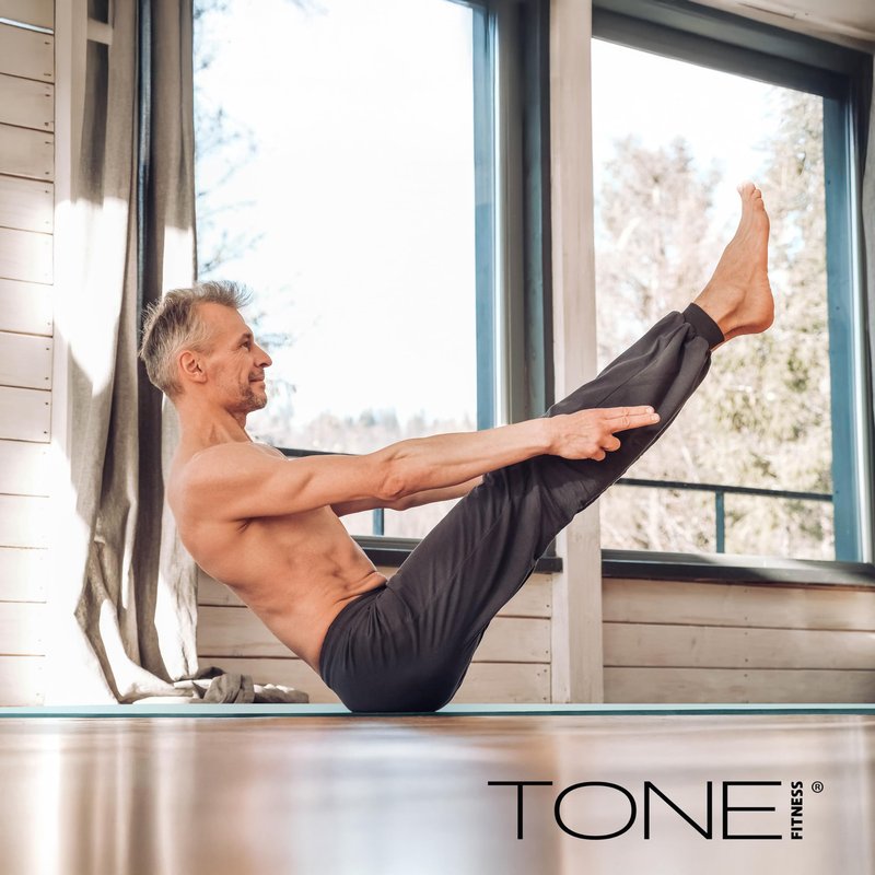 TONE Fitness Hanging Yoga Mat, Pilates Mat, Exercise Mat for Home Workouts with Carry Strap | V Pattern | Teal
