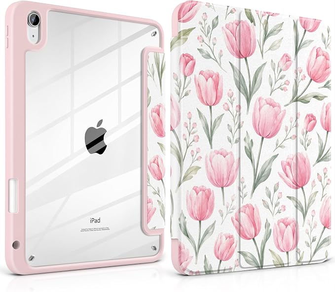 Case for iPad (A16) 11th Generation 11 inch 2025 /iPad 10th Gen 10.9 2022 - Aesthetic Cute Preppy Design Trifold Cover with Soft TPU Bumper Clear Back Auto Sleep/Wake Waves