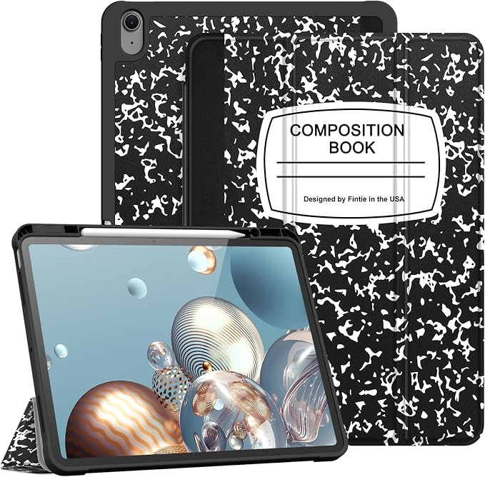 Fintie Slim Shockproof Case for iPad Air 13-inch M4/M3/M2 (2026/2025/2024) | Soft TPU Back Cover Drop protection Viewing &amp Typing Angles Pencil Holder Scratch-Resistant Composition Book