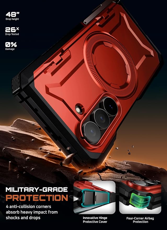 SUPCASE for Samsung Galaxy Z Fold 7 Case with Kickstand Azure | Compatible with MagSafe Tempered Glass Screen Protector Military-Grade Protection Hinge Coverage Unicorn Beetle Grip