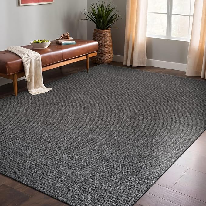 Non Slip Gray Solid Rubber Back Thing Rug for Living Room 4x6 Area Rugs for Kitchen, Rugs for Bedroom, Stain Resistant Easy Cleaning Non Shedding Carpet Gray 4 x 6