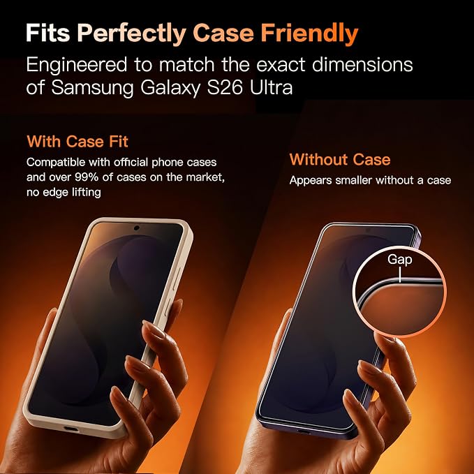 9H Privacy Screen Protector Compatible with Samsung Galaxy S26 Ultra 2Pack | Easy Installation with Alignment Tool 9H Shatterproof Tempered Glass Fast Fingerprint Unlock Case Friendly 6.9 Inch