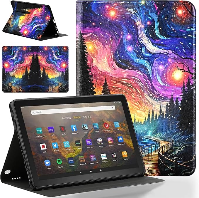 Case for Amazon Kindle Fire HD 10 &amp 10 Plus Tablet(Fit for 10.1 13th/11th Generation 2023/2021 Release)Ultra Slim Multi-Angle Viewing Auto Wake/SleepAstral Cat