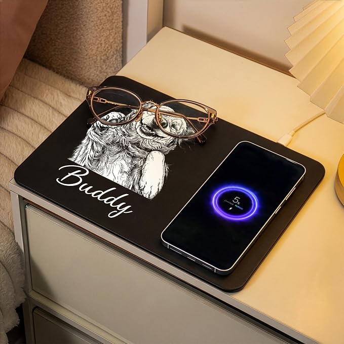 Custom Pet Portrait Sketch Line Art Present for Pet Lovers - Personalized Charging Pad Personalized Pet Memorial Accessory Custom Desk Tech Present for Dog and Cat Owners