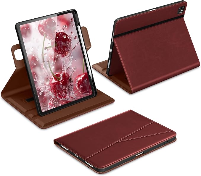 DTTO for iPad Pro 12.9 6th/5th/4th Gen Case (2022/2021/2020) Black | 360 Degree Rotating Premium Faux Leather Folio Stand Cover with Pencil Holder for iPad Pro 12.9 3rd Generation Case 2018