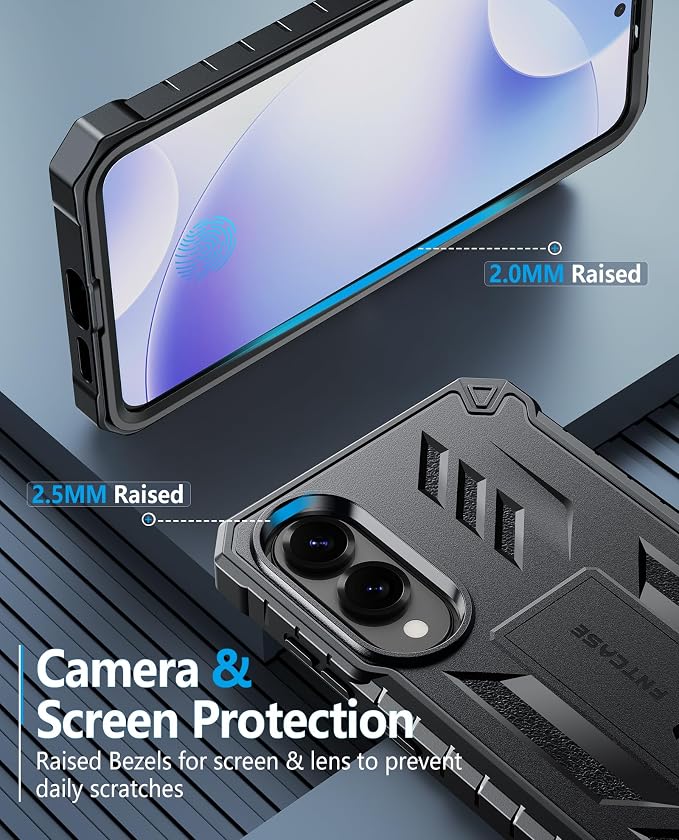 FNTCASE for 11 Pro XL Case Rugged Kickstand 2 Front Frames Black | Built-in Screen Protector 20FT Military-Grade Drop Protection Rugged Heavy Duty Shockproof Full Body Protective Cover