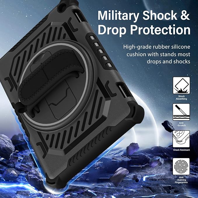 for Flre HD 8 &amp 8 Plus Case 12th/10th Generation (2024/2022/2020 Release) with 360 Kickstand Hand Strap for Kids
