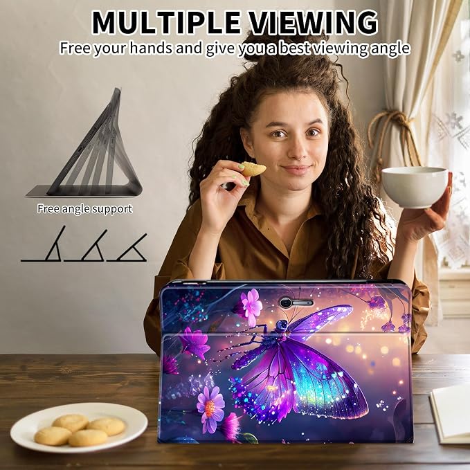 Case for Microsoft Surface Pro 11/10 / 9 13 InchPU Leather Cute Slim Folio Adjustable Stand Cover Case for Surface Pro 11th Edition AIArt Red Dragonfly